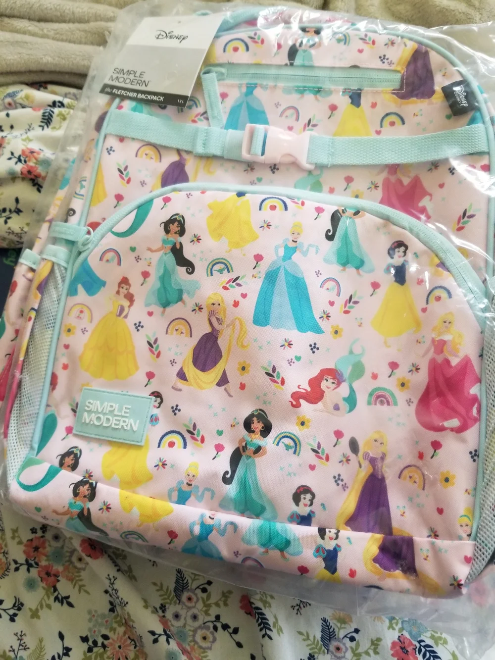 Simple Modern Disney Princess Pattern Backpack and Lunch Bag Set New